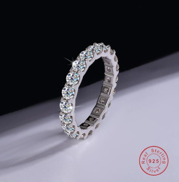 2024 Sparkling Gorgeous Handmade Full Round Cut Moissanite Diamond Gemstones Wedding Rings Pure 100% 925 Sterling Silver Party Eternity Women Band Ring Gift