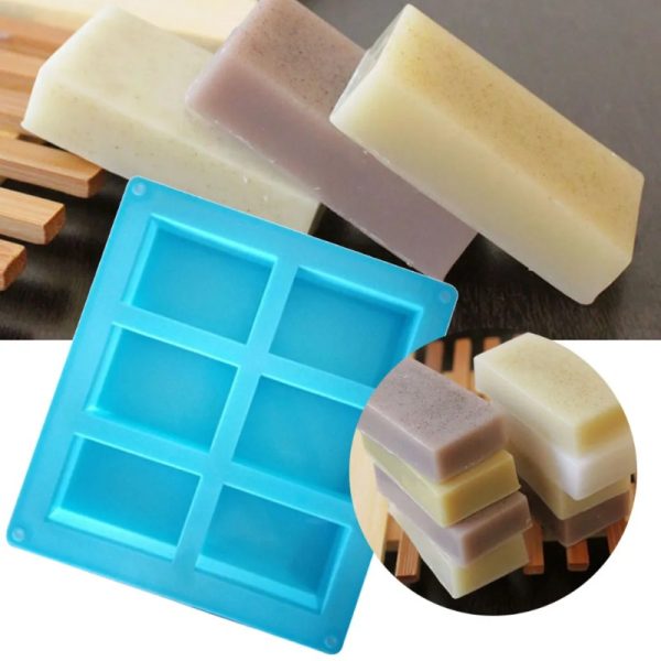 6 Cavity Rectangle Silicone Soap Mold DIY Making Homemade Cake Mould Handmade Soap Making Craft for Home Bathroom Soap Forms