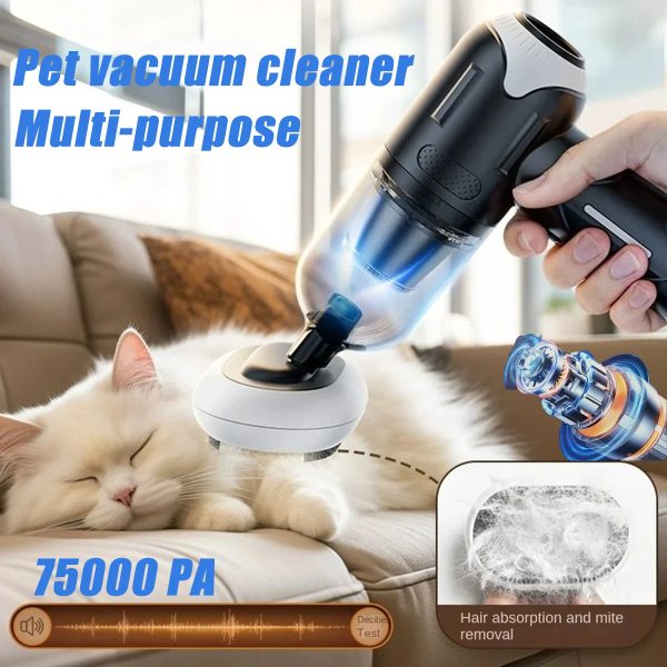 75000Pa Vacuum Cleaner Wireless Pet Hair Cleaning Remover Grooming Tools For Cats Dogs Rechargeable Household Car Vacuum Cleaner