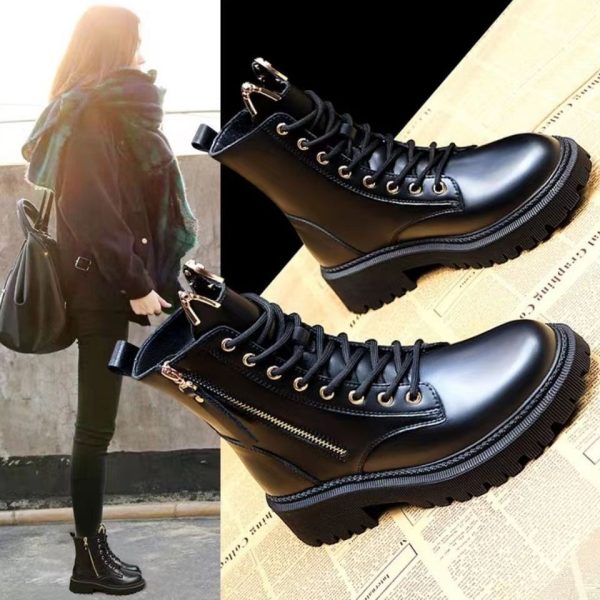 2024 Fashion New Thick Bottom Comfortable and Durable Explosive Casual Versatile British Style Martin Boots