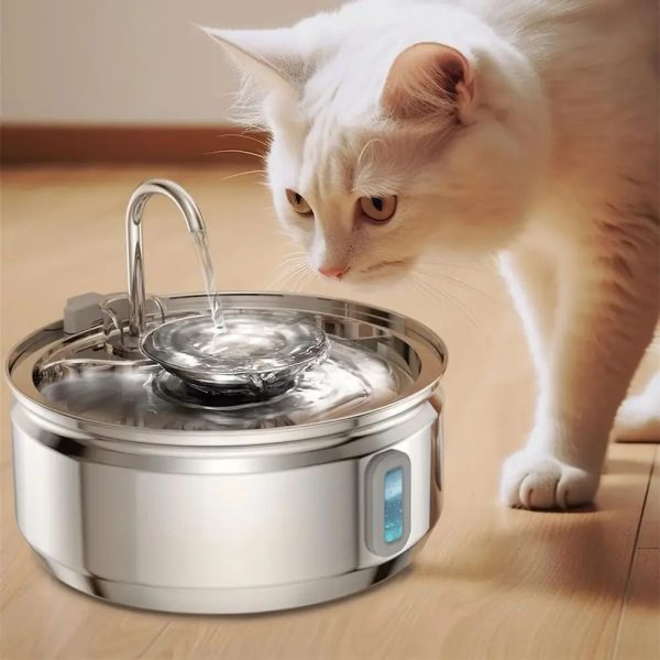 3.2L Cat Automatic Water Dispenser Smart Cat Fountain Pet Auto Water Feeder with Visible Window Dog Stainless Steel Water Bowl