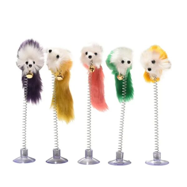 3pcs Cartoon Pet Cat Toy Stick Feather Rod Mouse Toy with Mini Bell Cat Catcher Teaser Interactive Cat Toy Kitten Toys for Cats