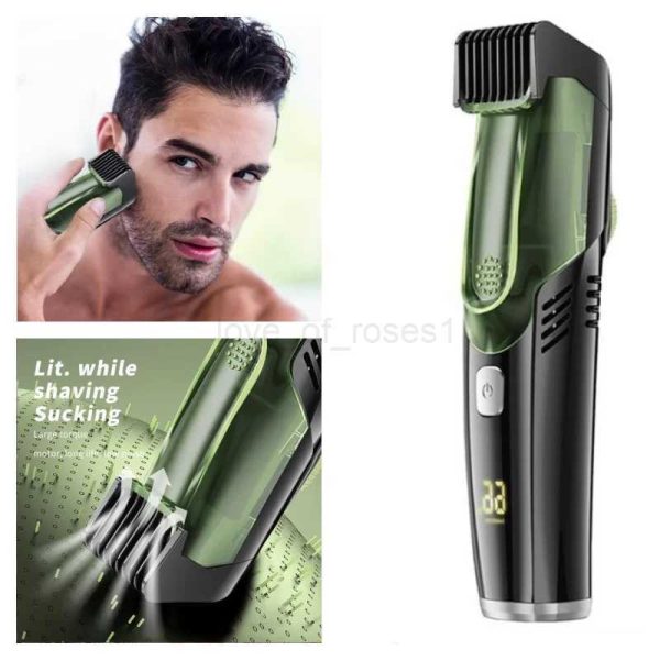 Washable Electric Vacuum Beard Trimmer For Men Wet Dry Face Style Clipper Auto Sucking Snipped Hair Less Mess Moustache ShaverM240715