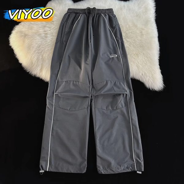 American Oversized Mens Casual Track Baggy Cargo Pants Wide Leg Streetwear Sweatpants Techwear Korean Y2K Pants Clothes Men 240708