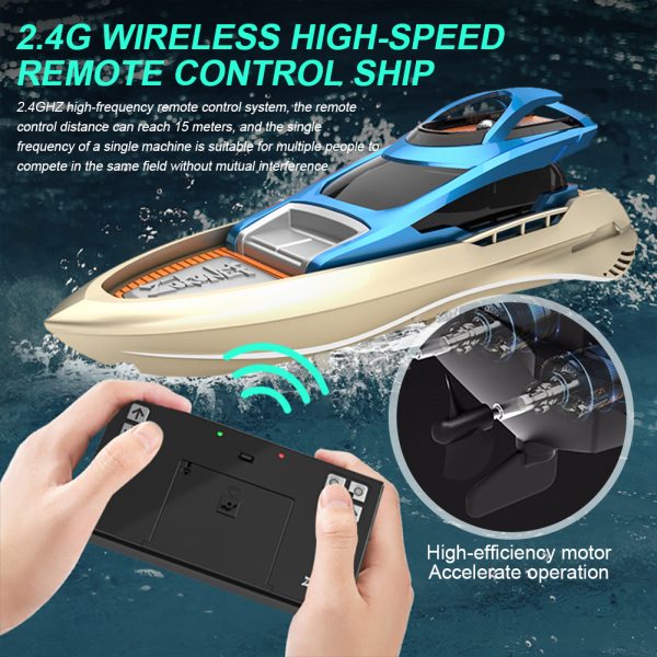 Waterproof Electric Remote Control Ship 2.4GHz High Speed Mini RC Boat Children Remote Control Ship Toy Electronics Enthusiasts