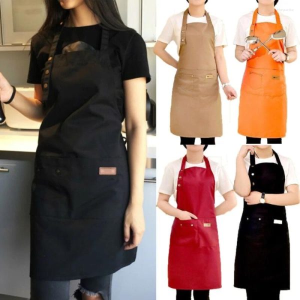 Aprons Fashion Canvas Kitchen For Woman Men Chef Work Apron Grill Restaurant Bar Shop Cafes Beauty Nails Studios Uniform