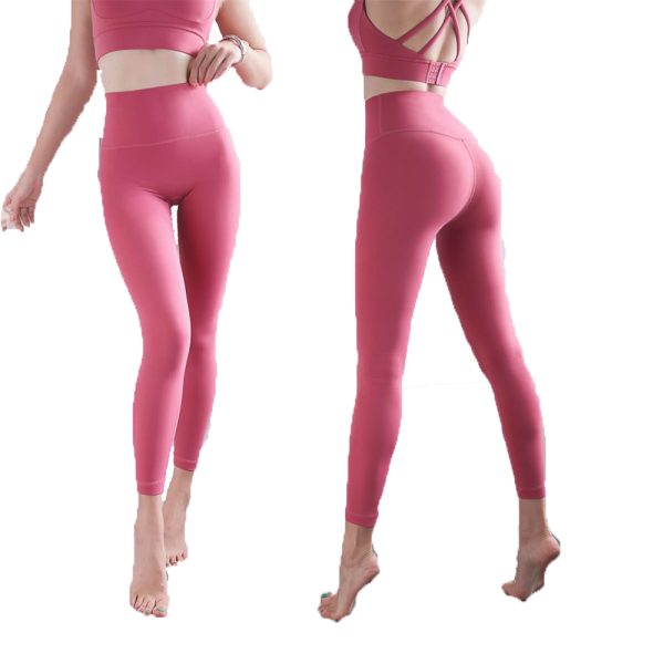 Womens Yoga Pants Activewear Solid Color High Waist Stretchy Fitness Girls Sport Leggings T Shape Soft Elastic Push-UP Tights