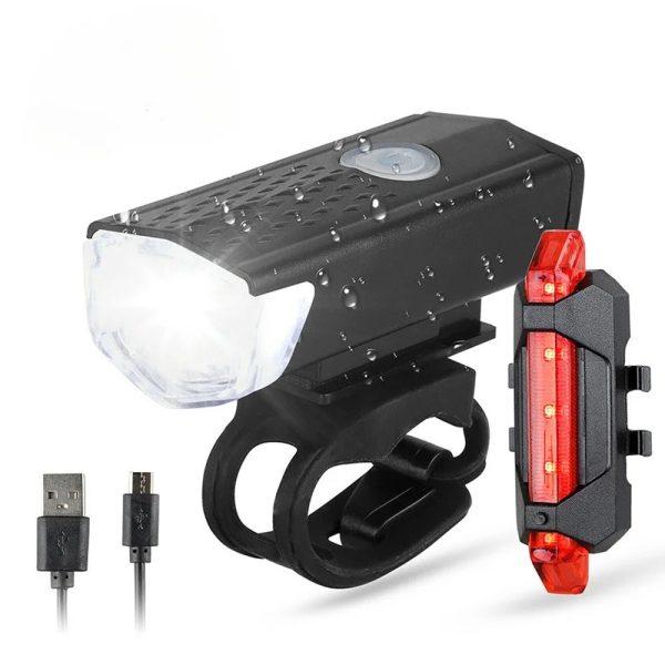 USB Rechargeable Bike Light Set Front Light with Taillight Easy to Install 3 Modes Bicycle Accessories for the Bicycle