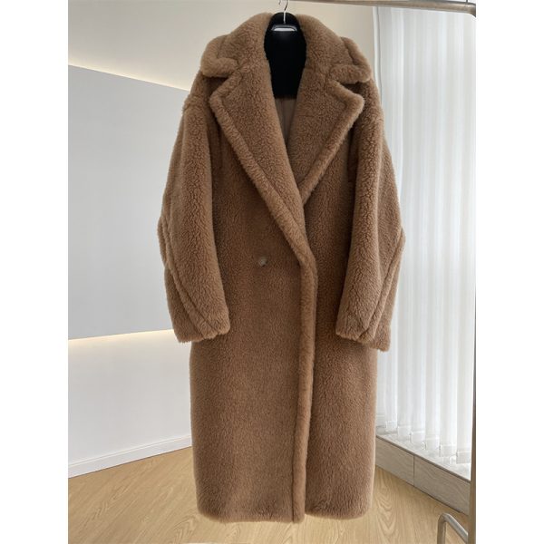 Women's Fur Long Teddy Bear Jacket Authentic Women Winter Coat Thick Warm Oversize Chunky Outerwear Overcoat Real Lambswool Coats