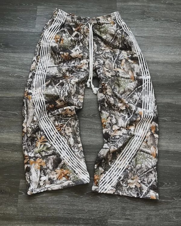 Y2k Leaf Camouflage Functional Tactical Long Pants Men Women Quality Jogger Drawstring Sweatpants Cargo Trousers 240723