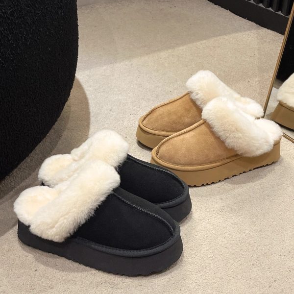 2024 Fashion New Thick soled Comfortable and Durable Fur Integrated Snow Boots for Outer Wearing Baotou Cotton Slippers