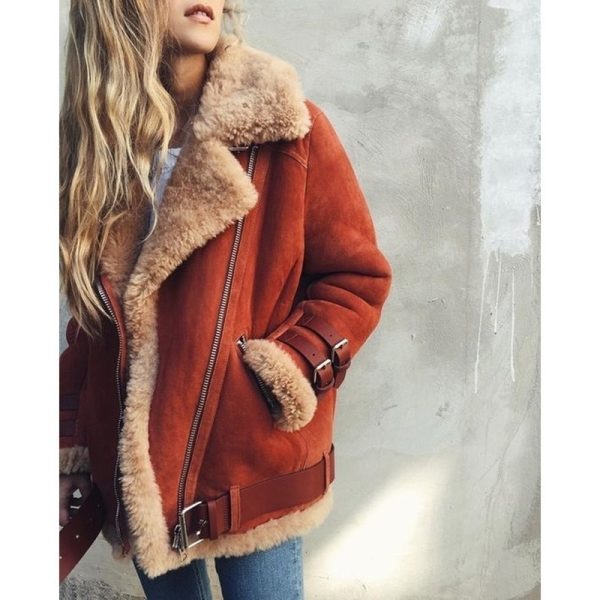 Winter Faux Sheepskin Coat Women Suede Jacket Fur Suede Lamb Locomotive Fashion Fur Warm Leather Jacket 5XL Plus Size Overcoat 201029