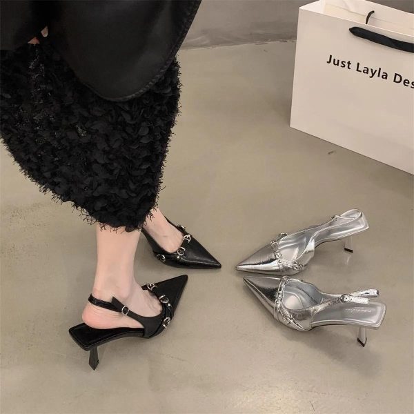 Women's Shoes New High Heel France Trendy Hot Sale Fashionable Versatile Vintage Style Comfortable Minimalist Style Triple Sliver Free shipping