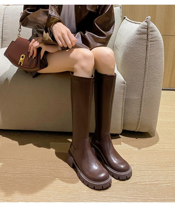 Thick soled long boots autumn and winter new style chimney knight boots Chelsea boots versatile and not over the knee long boots for women