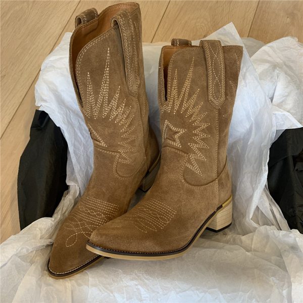 Women's Martin Boots Western Cowboys Minimalist style Fashionable Breathable Comfortable Triple Khaki Free shipping