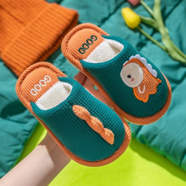 2024 Winter New Women's Home Cartoon Dinosaur Cotton Drag Winter Home Warmth Slippers Free Shipping