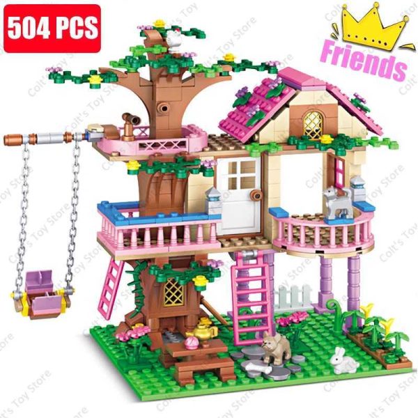 2024 Girls Friendship Tree House Villa Castle Building Blocks Classic Friends Girls Model Figures Toys For Kids Birthday Gift Y240731