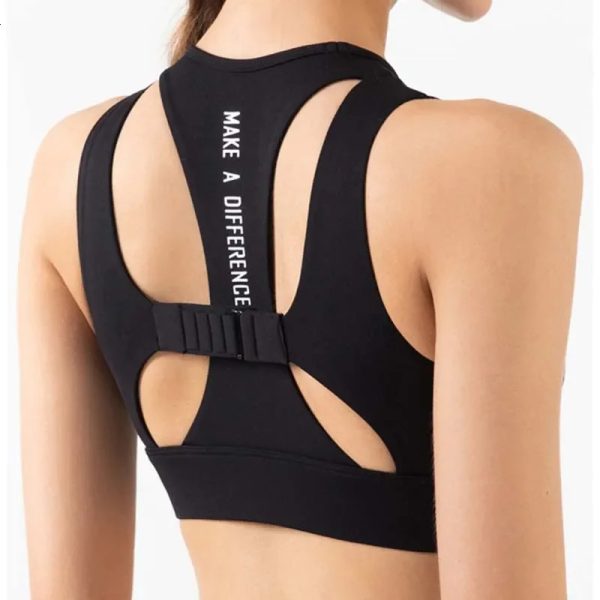 Womens support shock-absorbing sports bra high impact pad fitness bra quick drying gym top exercise push up sportswear running yoga vest 240729