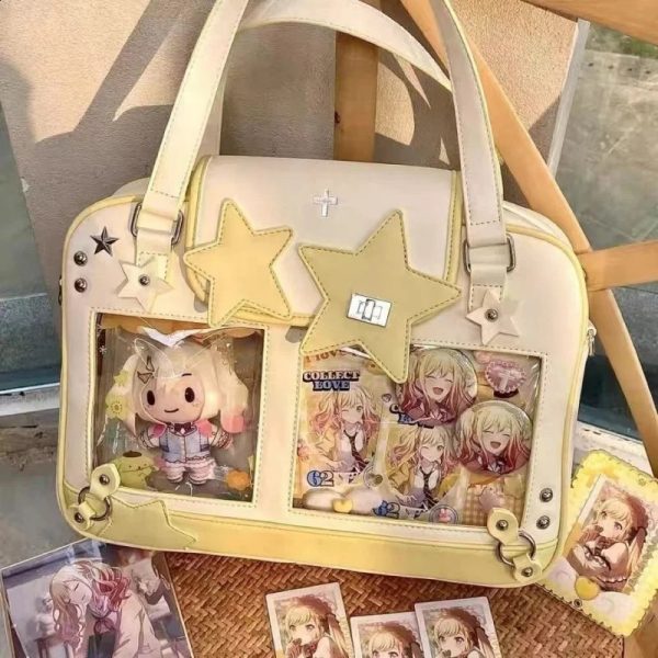 Y2K Trendy Star Ita Bag Lolita Girl Transparent Pocket Fashion Crossbody Bag Womens DIY Display Shoulder Bag Cute Purse Handbag 240801