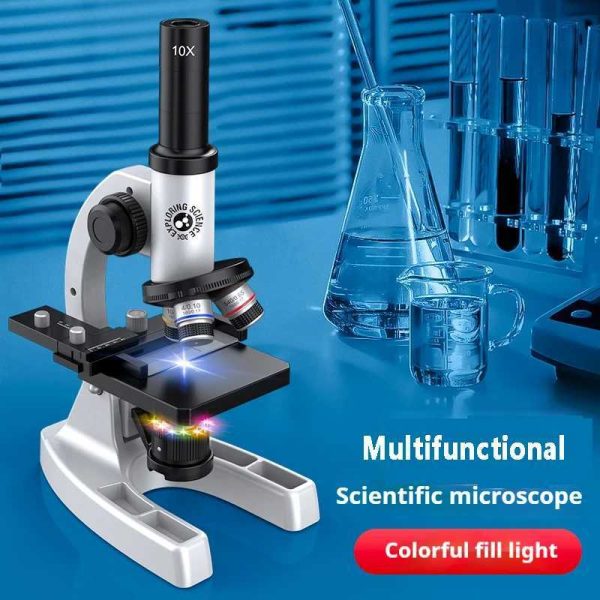 300X-1200X Microscope Kit Lab Multiple Colors LED Home School Science Educational Toy Gift Refined Biological For Kids Y240801