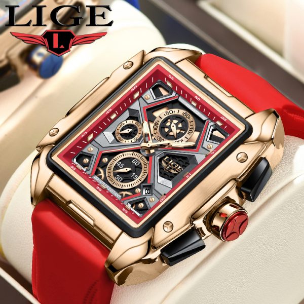 2024 LIGE New Fashion Men Watch Top Brand Luxury Square Watch For Men Casual Sport Waterproof Quartz Chronograph Montre Homme