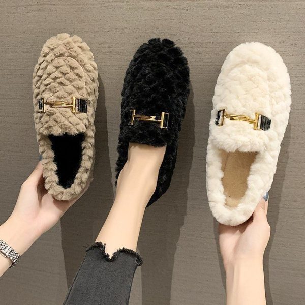 2024 New Free Shipping designer slippers Velvet Flat Shoes Cotton Shoes Fury Shoes Women's Autumn and Winter Outerwear Size 36-40