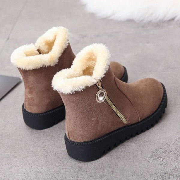 2024 Fashion Plush Warm Snow Boots Womens Winter New Flat Bottom Short Boots Soft Bottom Mom Cotton Shoes Thick Bottom Side Zipper