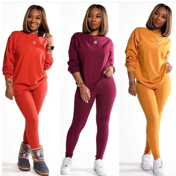 two piece set women 2 piece set stacked leggings clothes for women outfits stacked pants tracksuit female fall clothes 240807