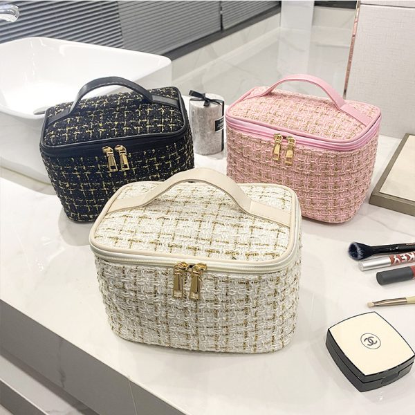 Tote bag simple large capacity small fragrance makeup bag Ins style girl storage toiletry bag travel high appearance level cosmetics storage