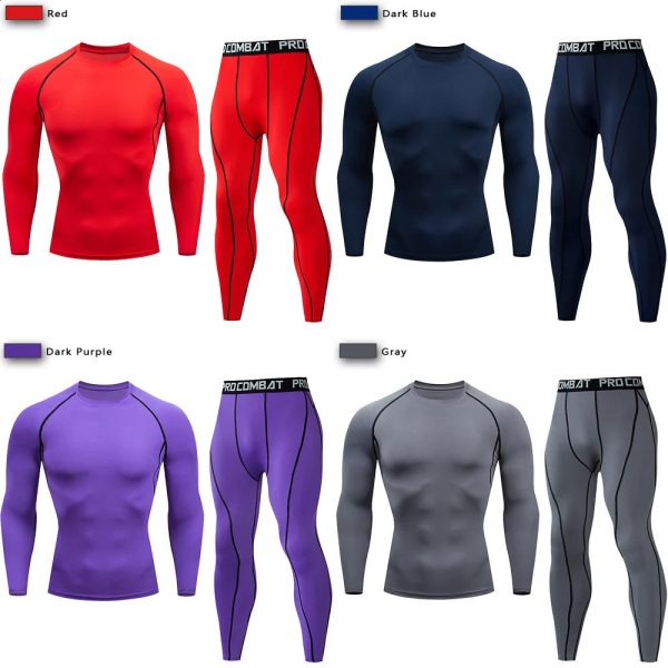 2pcs Mens Compression Sportswear Suit GYM Tight Sports Yoga Sets Workout Jogging MMA Fitness Clothing Tracksuit Pants Sporting 240808