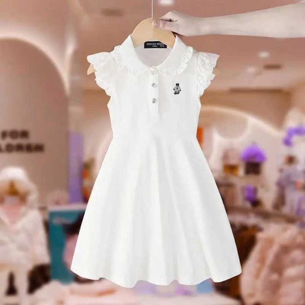 2023 new teenager Summer Kids girls Fold Dresses Formal Princess Children braces sleeveless skirt 4 5 6 7 8 10 11 12 13 YearsY240809