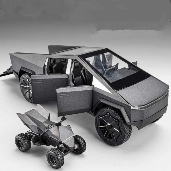 1/32 Cyber toy truck Pickup Alloy Car Truck Model Diecasts Metal Off-road Vehicles Model Simulation Sound Light Kids Toys Gift Y240809