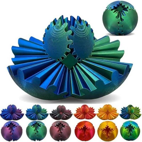 8cm Gear Ball 3D Printed Gear Ball Spin Ball or Cube ADHD Anxiety Stress Relief Gear Sphere Desk Toy for Kids Adult Y240810