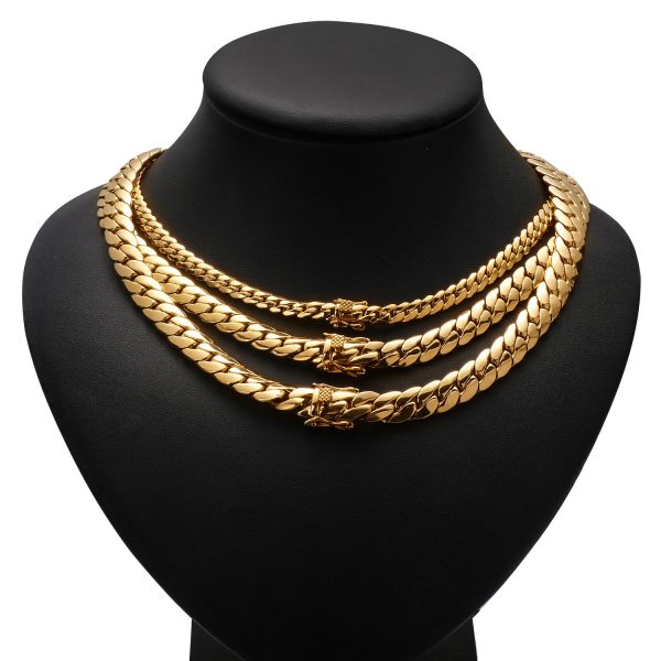 18K Gold Fill Cuba Hiphop Simple Fashion Jewelry High Quality Ladies Men Whip Necklace For Lover Gift