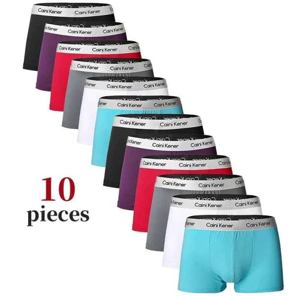 10Pcs/Lot Mens Brand Underwear Solid Color Antibacterial Soft Milk Silk Shorts Sexy Boxer U-shape Breathable Underwear for MenXJ240815