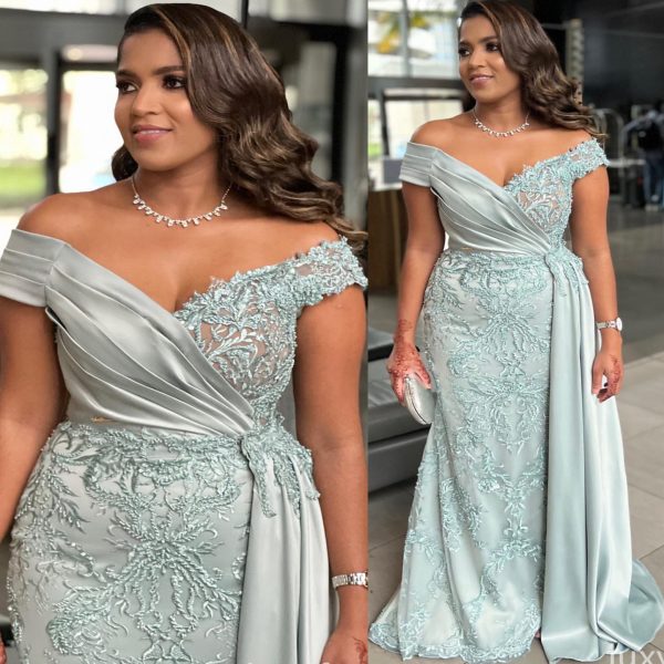 2024 Silver Mermaid Mother Of Bride Dresses Lace Beaded Evening Party Mama Dress Sweetheart Satin Birthday Wedding Guest Groom Mother's Gowns LF303