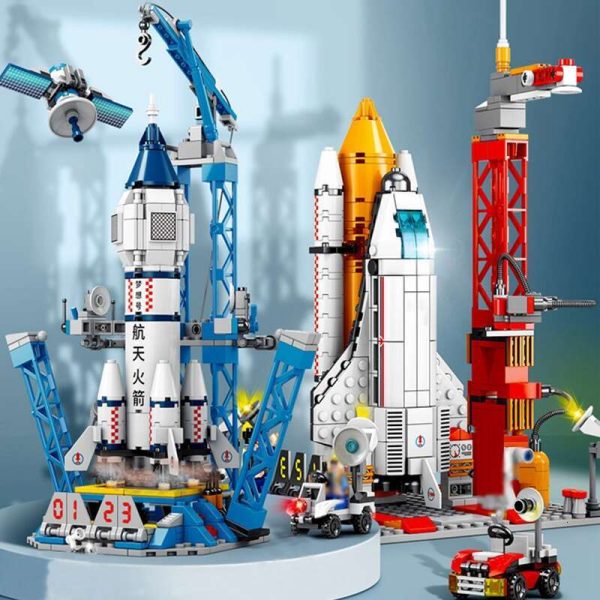 Aviation Spaceport Model Space Shuttle Rocket Launch Center Construction Building Blocks Spaceship Kids Bricks Creative Toys Space Block