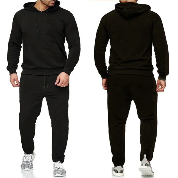 Basic Men/Women 2Pcs/Sets Sweatshirt Hoodies Pants Male Gyms Fitness Tops Joggers Sportswear Tracksuits 240819