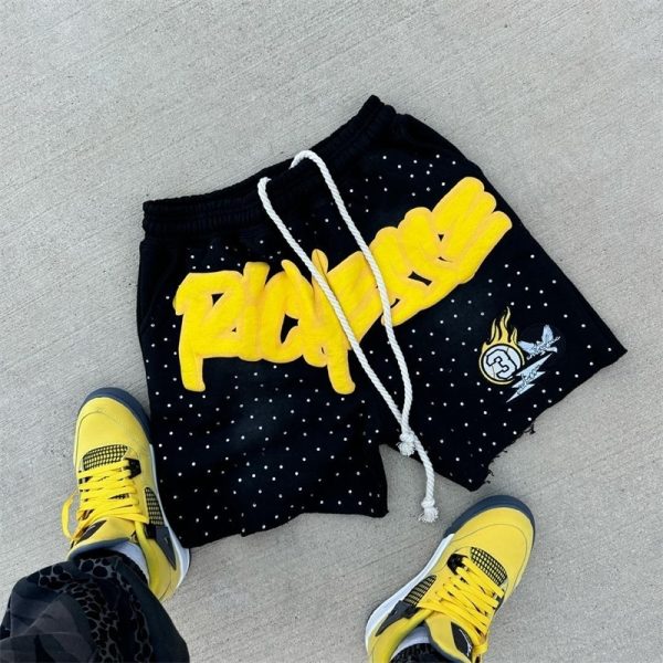 Y2K Letter Print Sports Shorts Men and Women Retro Streetwear Hip-hop Loose Harajuku Fashion Trend Classic Casual Shorts 240820