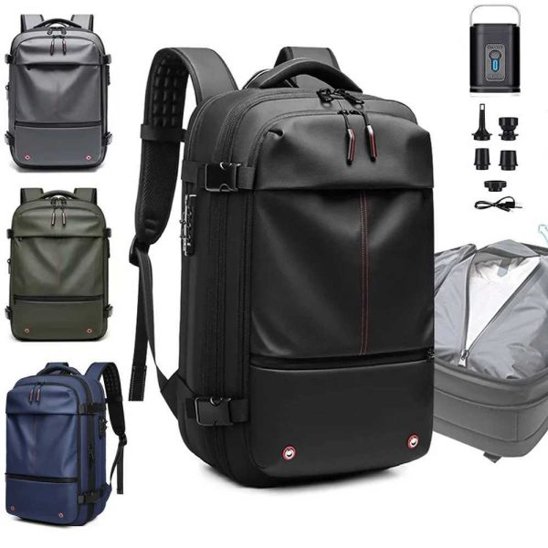 Vacuum Seal Backpack Travel Expandable Backpack with Compression Bag Airback Backpack with Air Pump Waterproof Laptop Bag Airbag CL240821