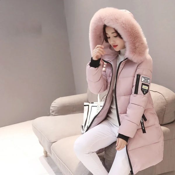 Winter womens Parka Coats long cotton casual fur hooded jacket thick warm slim fit coat w240822