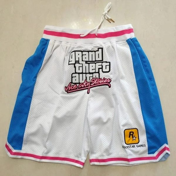 Basketball shorts oversized mens GTA VICE CITY embroidered womens sports high street hiphop breathable mid beach pants 240824