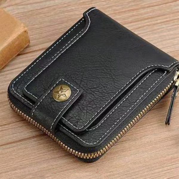 2024 New Free Shipping Men's Short Wallet Fashion Multi functional Wallet Zipper Buckle