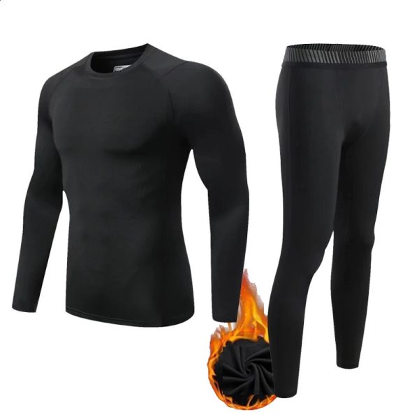 Winter Mens Fleece Thermal Underwear Warm Second Skin s Thermal Long Shirt Bottom Indoor Base Layer Tights Sports underwear 240826