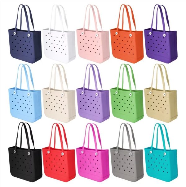 Waterproof Storage Bags Bogg Beach Bag Solid Punched Organizer Basket Summer Handbags Large Women's Stock Gifts