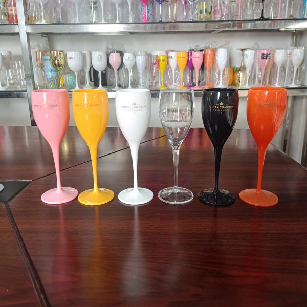 Veuve Clicquot Flutes Plastic Wine Glasses Dishwasher-Safe White Orange Acrylic Champagne Glass Beer Whiskey Party Cups