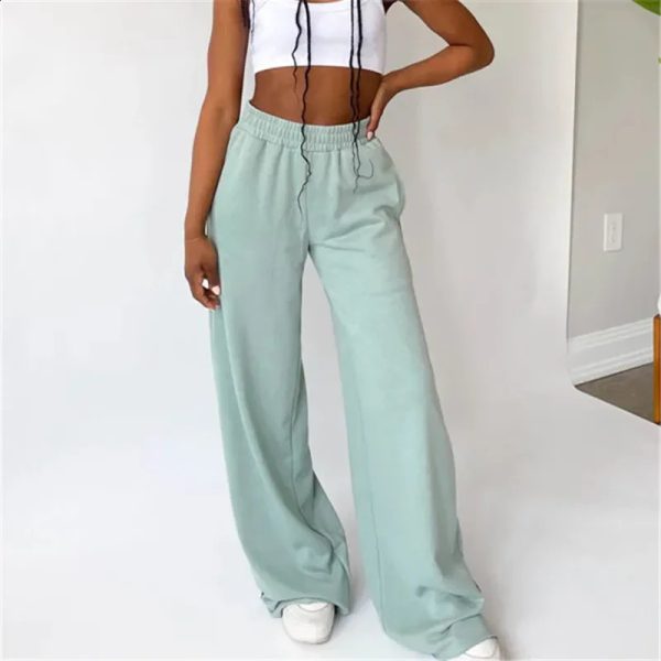 Wide Leg Sweatpants for Women Y2K Elastic High Waisted Baggy Sweat Pants Teen Oversized Straight Leg Sweatpants 240827