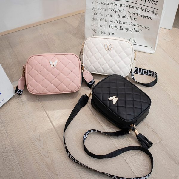 2024 free shipping new fashionable solid color embossed single shoulder diagonal cross bag camera bag pink black white brown red