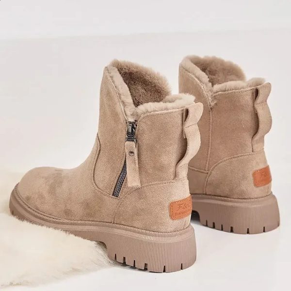 Womens Snow Boots Winter Mid-Tube Plus Velvet Thickened Warm Cotton Shoes Fur Integrated Fashion Platform Female Booties 240828