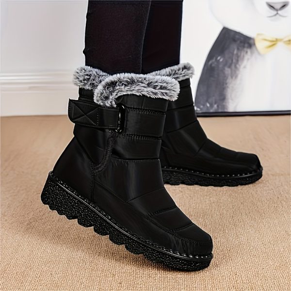 Womens Solid Color Luxe Plush Snow Boots - Stylish Casual, Ultra-Comfortable, Insulated Winter Ankle Boots with Durable Platform Sole